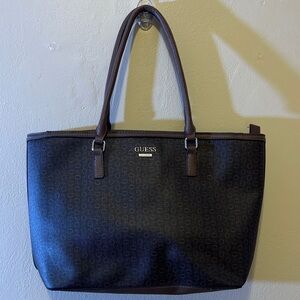 Guess Black and Brown Logo Tote